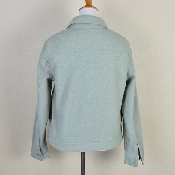 Joie Sage Green Fleece Fuzzy Shacket Button Front Jacket - L - Picture 6 of 12